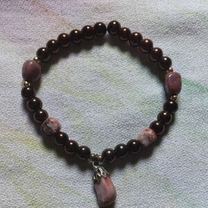 Elegant Brown and Pink Beaded Bracelet